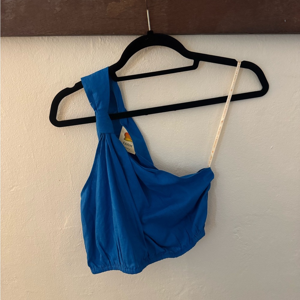 NWT FARM Rio Blue One-Shoulder Top